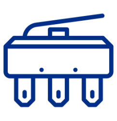 A blue icon of relays