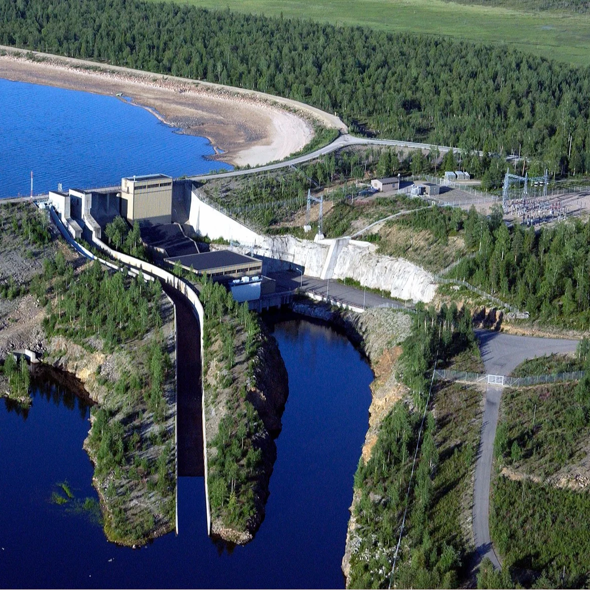 Porttipahta hydroelectric power plant viewed from the air (square)
