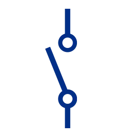 A blue icon of disconnectors