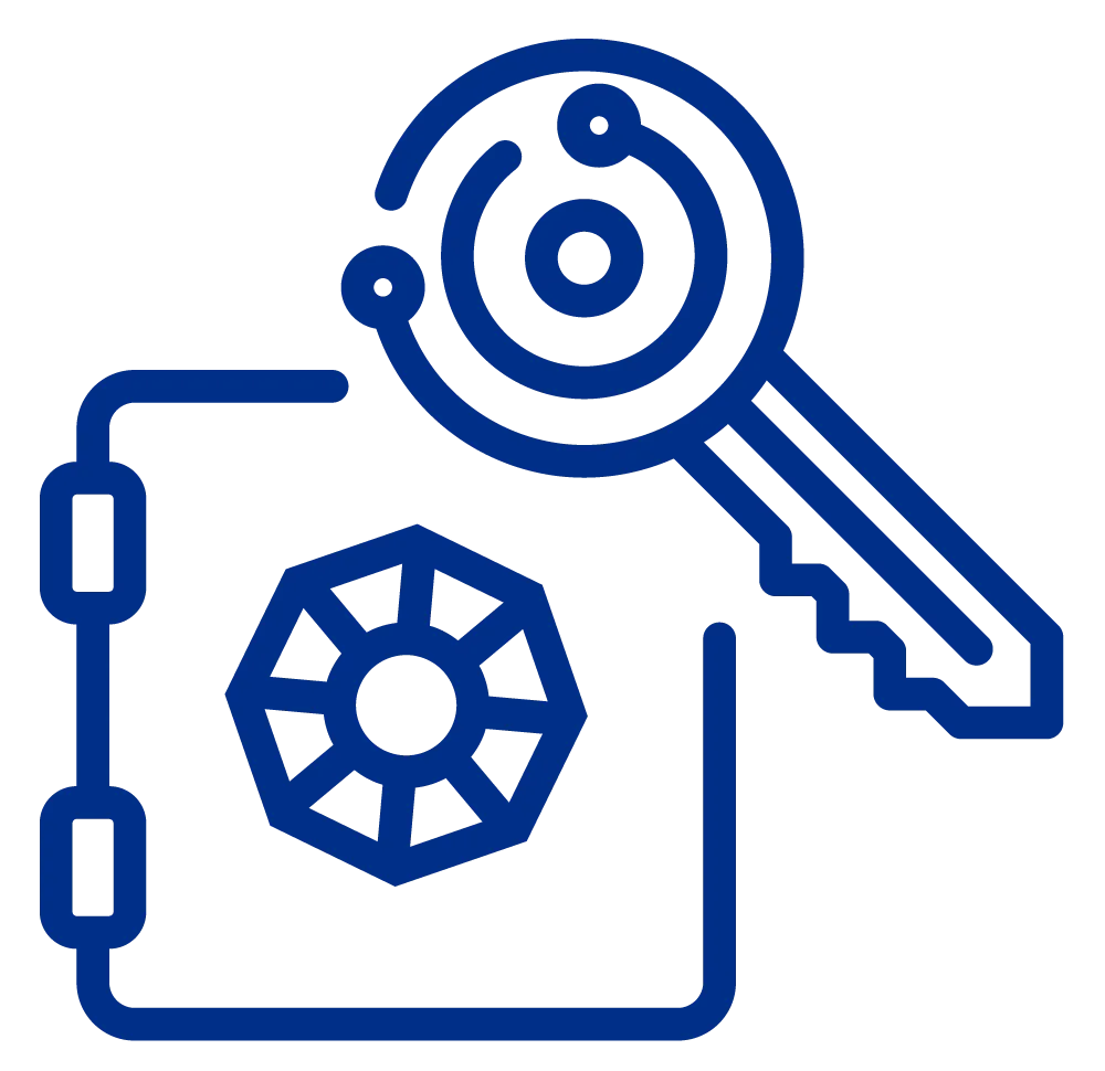 Insta Key Vault icon blue, secret and encryption management key service  