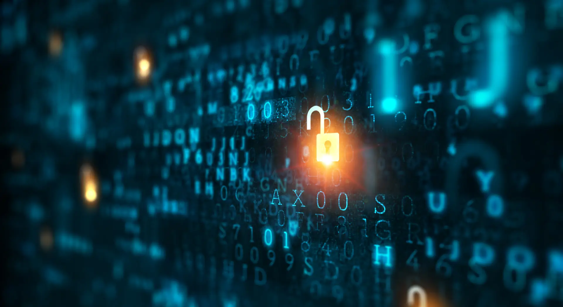 Cyber Security glowing lock