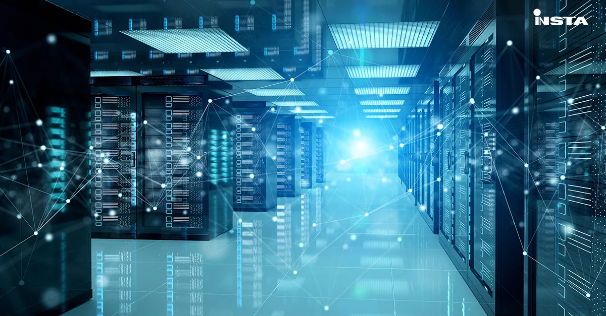 Data center environment illustrating secure data processing, analytics and digital solutions supporting machine builders and industrial systems.