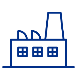A blue factory icon
