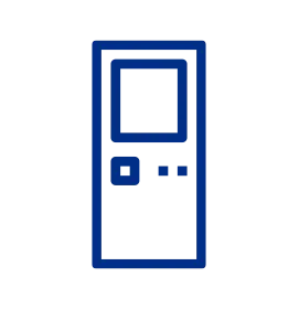 A blue icon of a frequency convertor