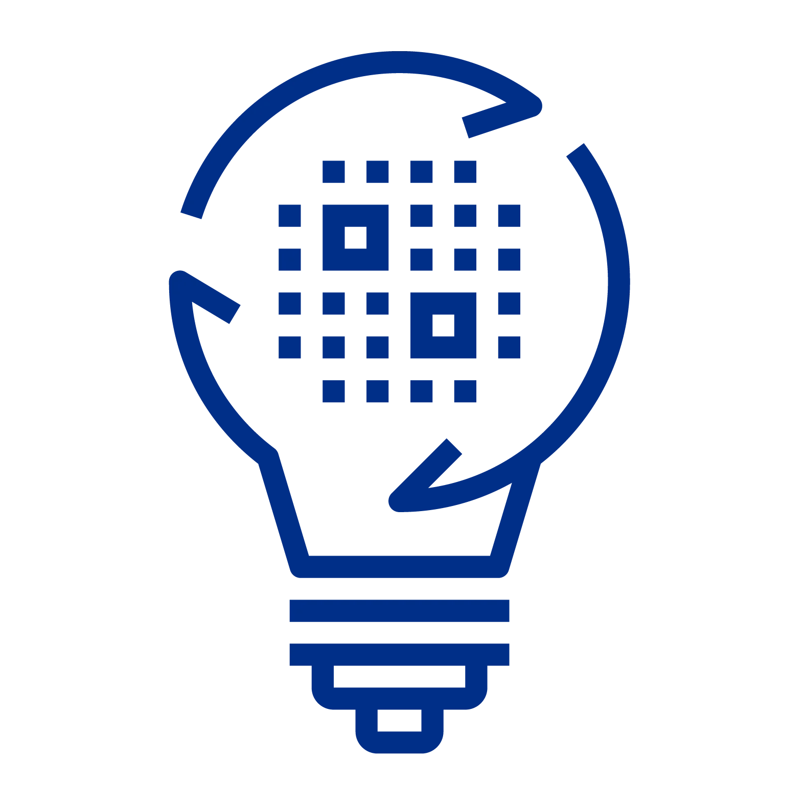 A blue light bulb icon