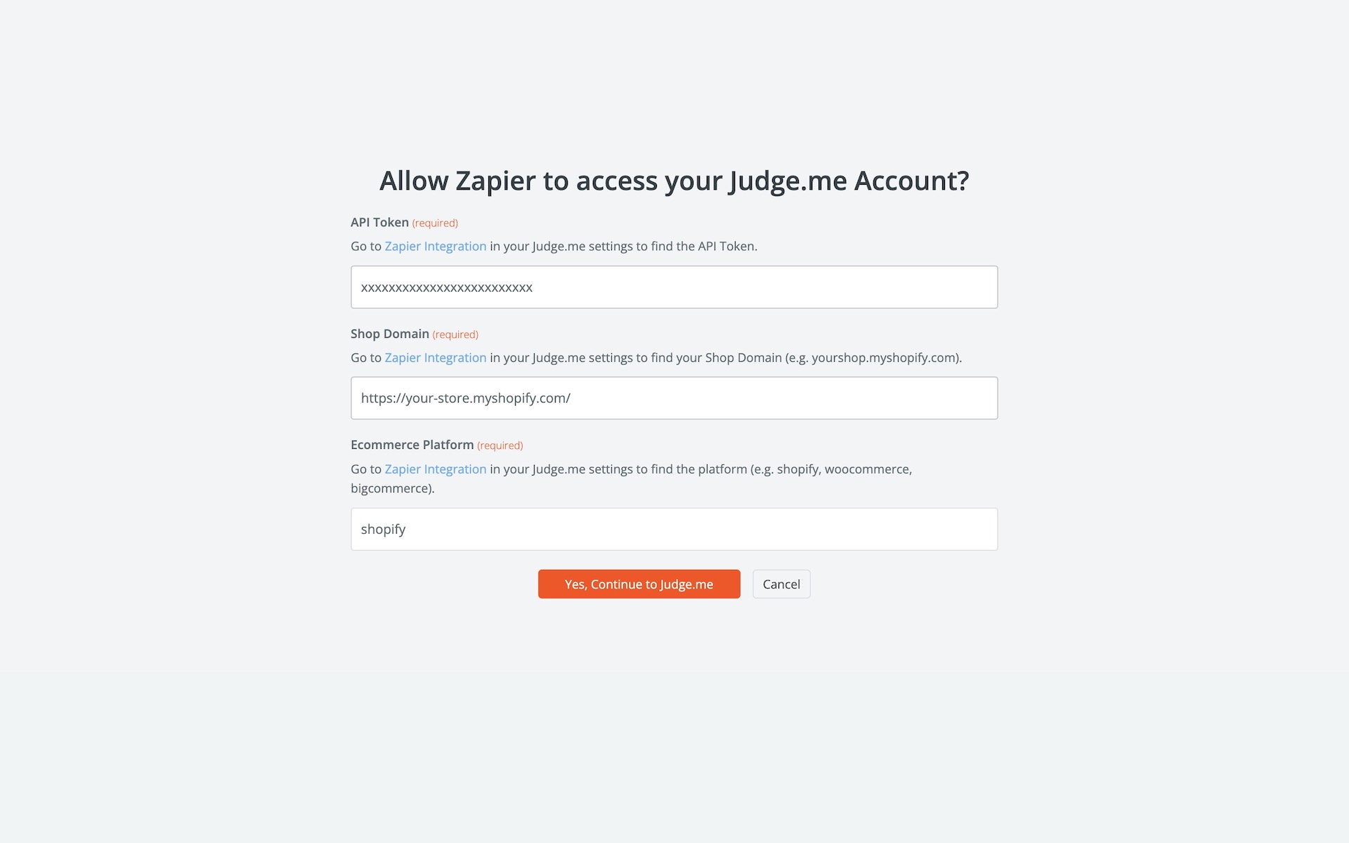 Zapier Judgeme Account Integration