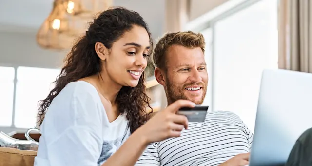 Couple Paying Card vs. Cash