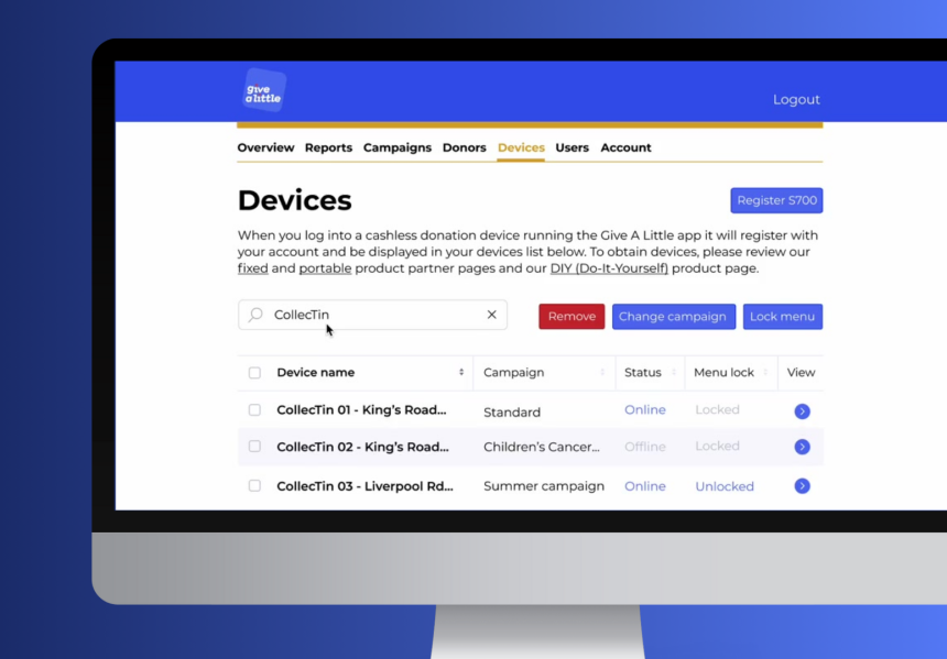 Graphic of Give A Little new device management features