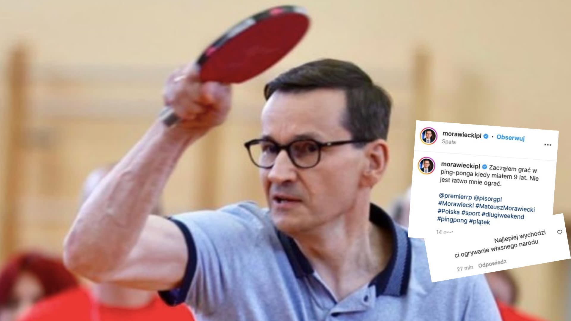Mateusz Morawiecki pochwalił się grą w ping-ponga, internauci byli bezlitośni