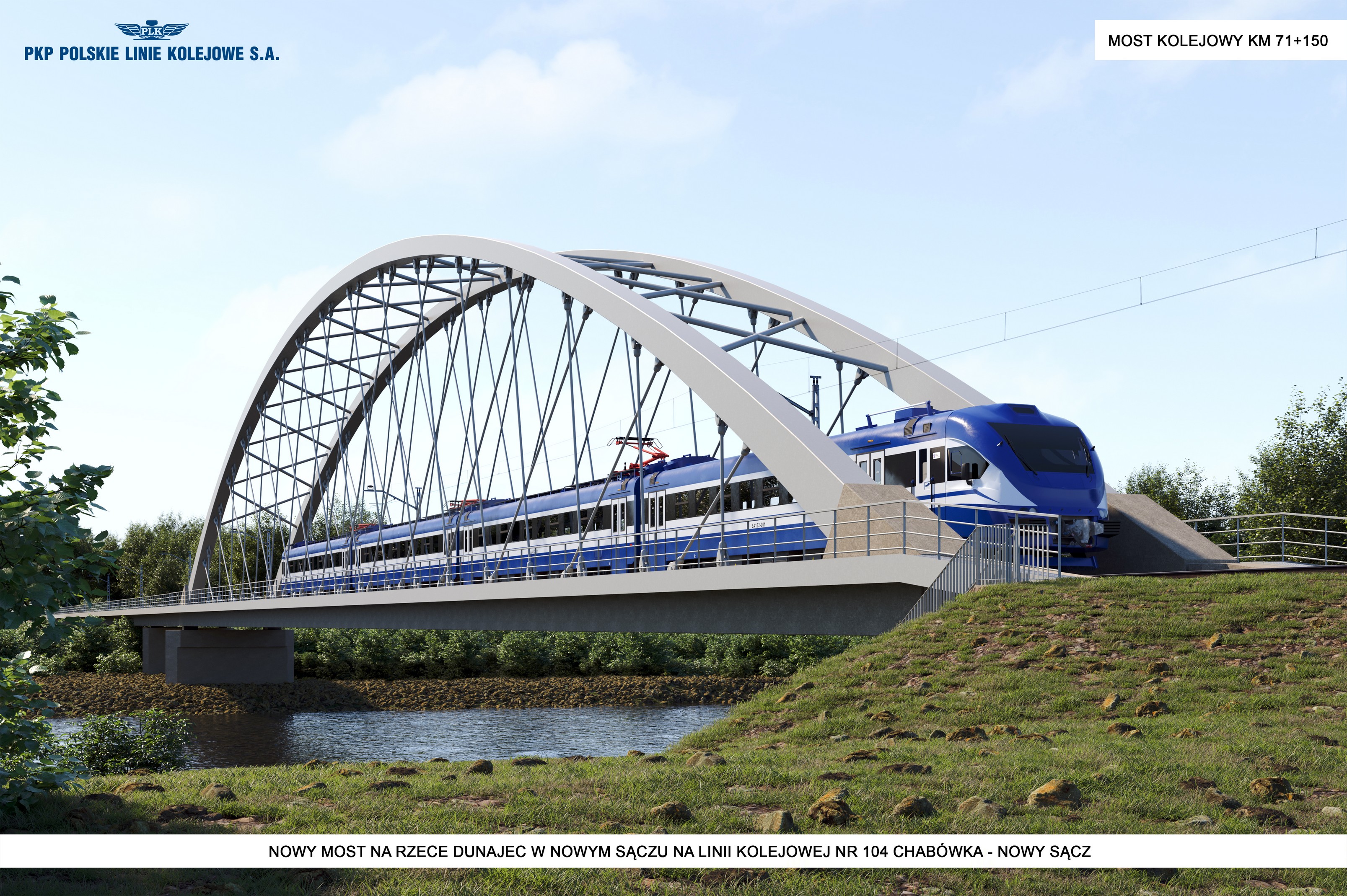 Linia Kolejowa 104 Odcinek E - przeslo nurtowe mostu kolejowego na rzece Dunajec w Nowym Saczu w km proj. 71 150