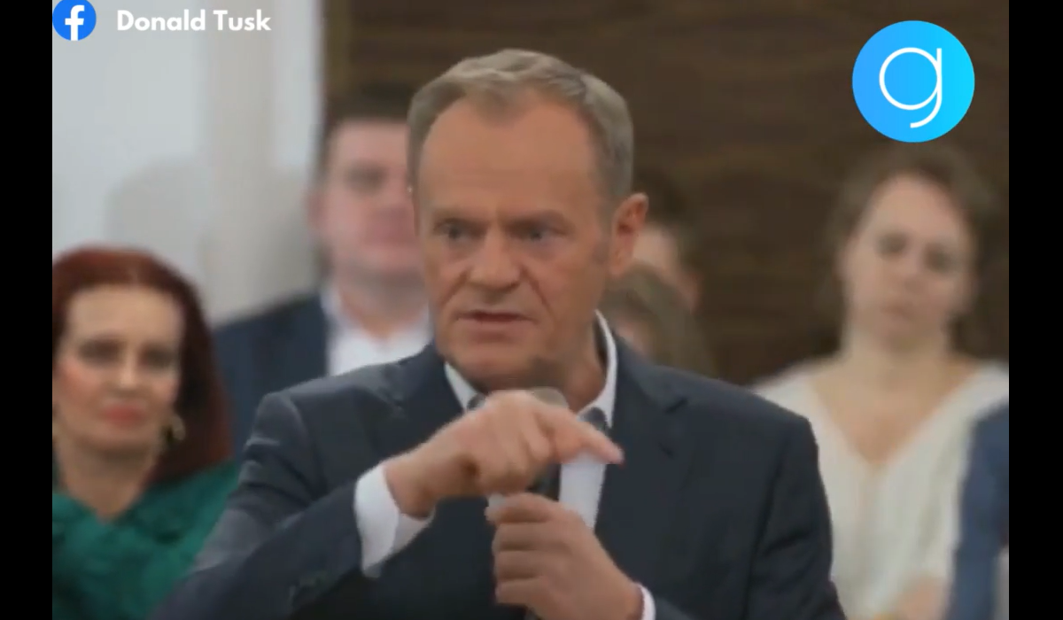 Donald Tusk, Spotkanie w Siedlcach, Goniec.pl, screen