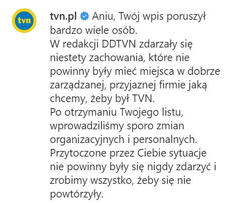 TVN odpowiada na zarzuty Anny Wendzikowskiej