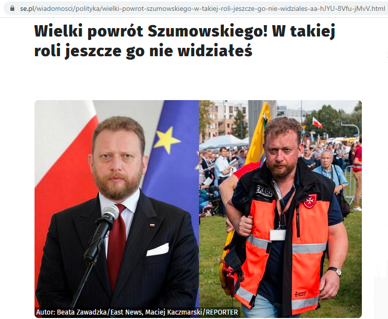  Screen z materiału portalu se.pl pt. „Wielki powrót Szumowskiego! W takiej roli jeszcze go nie widziałeś”.