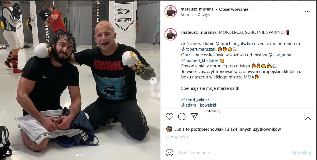 Mateusz Murański i Mamed Khalidov Instagram.com/@mateusz_muranski
