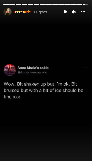Fragment relacji Anne-Marie na Instagramie