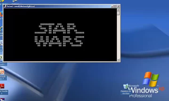 Gwiezdne Wojny włączone w oknie dialogowym CMD na Windowsie XP