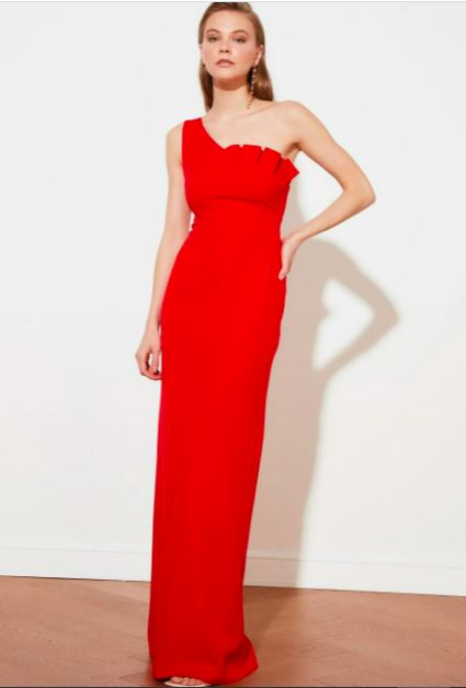Długa czerwona suknia balowa, Zalando, Trendyol, 228,45 zł