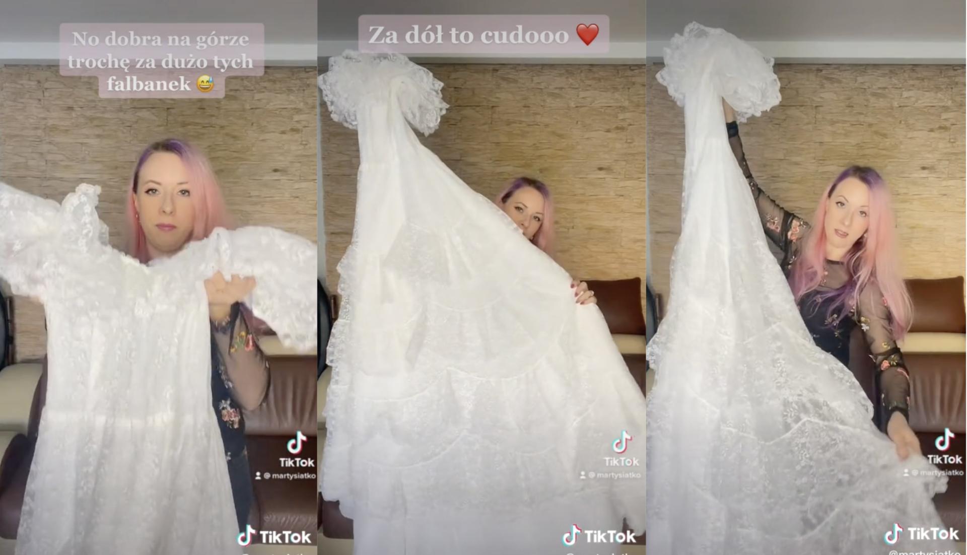 Popularna TikTokerka zakupiła sukienkę ślubną za jedyne 11 zł (TikTok/martysiatko).