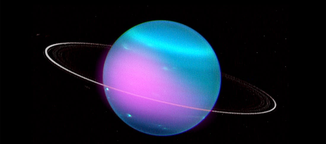 Uran z zaznaczonymi promieniami X