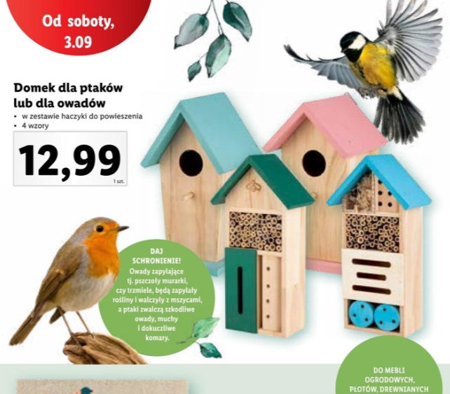 domki dla ptaków i owadów