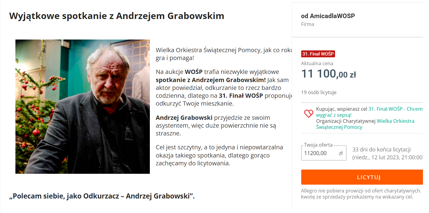 Aukcja Andrzeja Grabowskiego