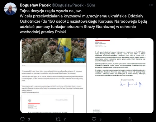 Wpis na Twitterze gen. Bogusława Packa