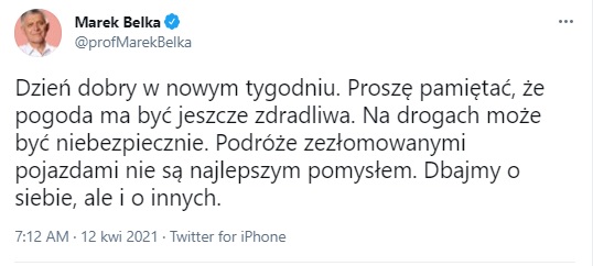 Tweet Marek Belka