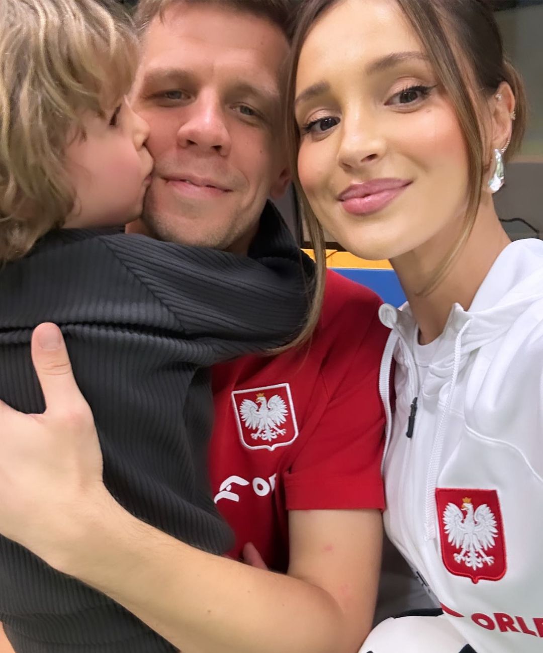 Wojciech Szczęsny z żoną i synem