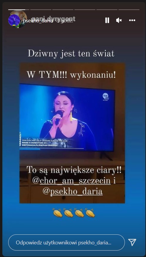 TVN, Daria Psekho podczas koncertu dla Ukrainy