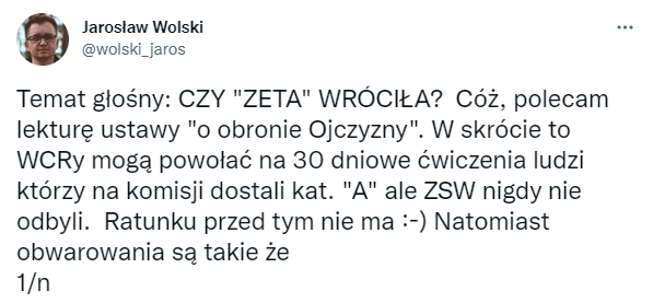 Jarosław Wolski Twitter 1