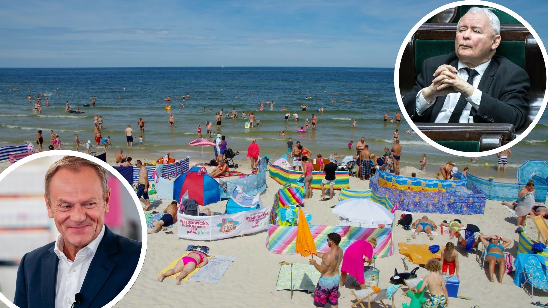 Polacy odpoczywali na plaży we Władysławowie, nagle "przyszedł" Donald Tusk i Jarosław Kaczyński