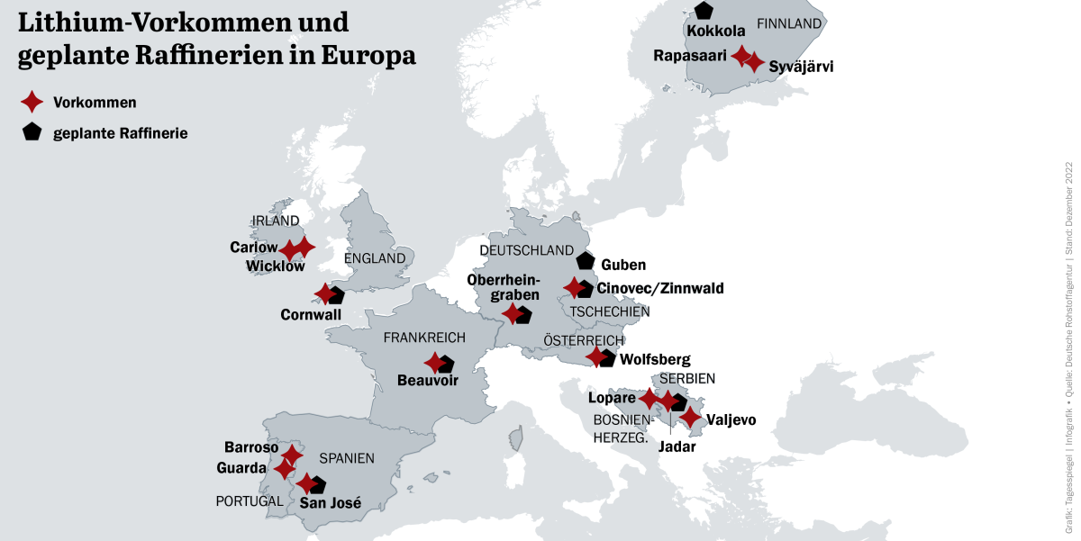 Lithium in Europa Karte