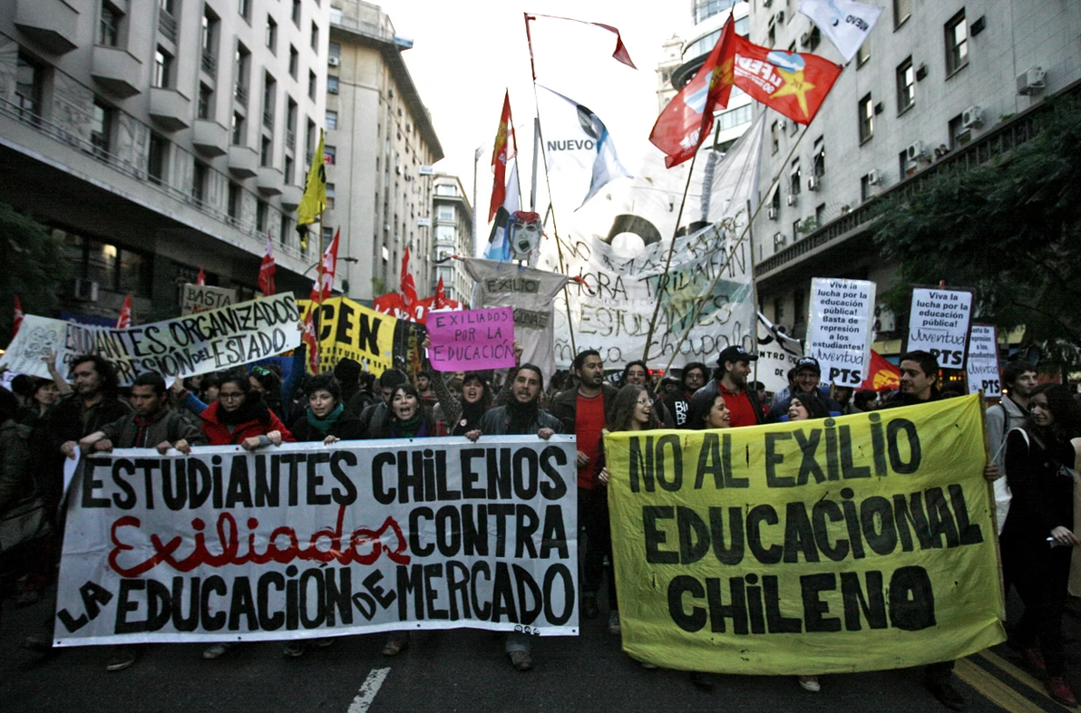 Chilian students at the protest. Photo Maxi Failla, AFP, Getty Images