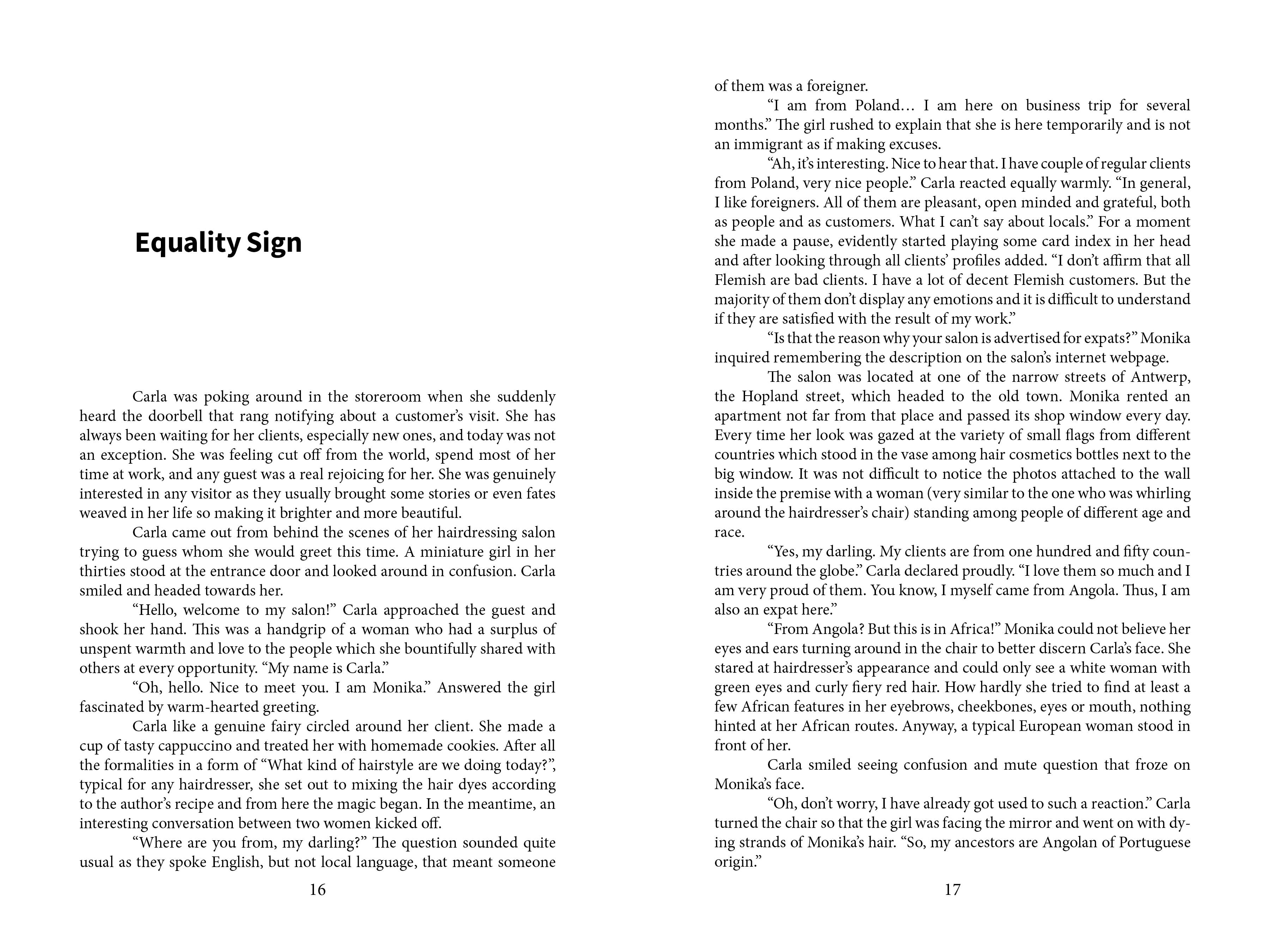 The text of page one of the 'Equality sign' chapter.