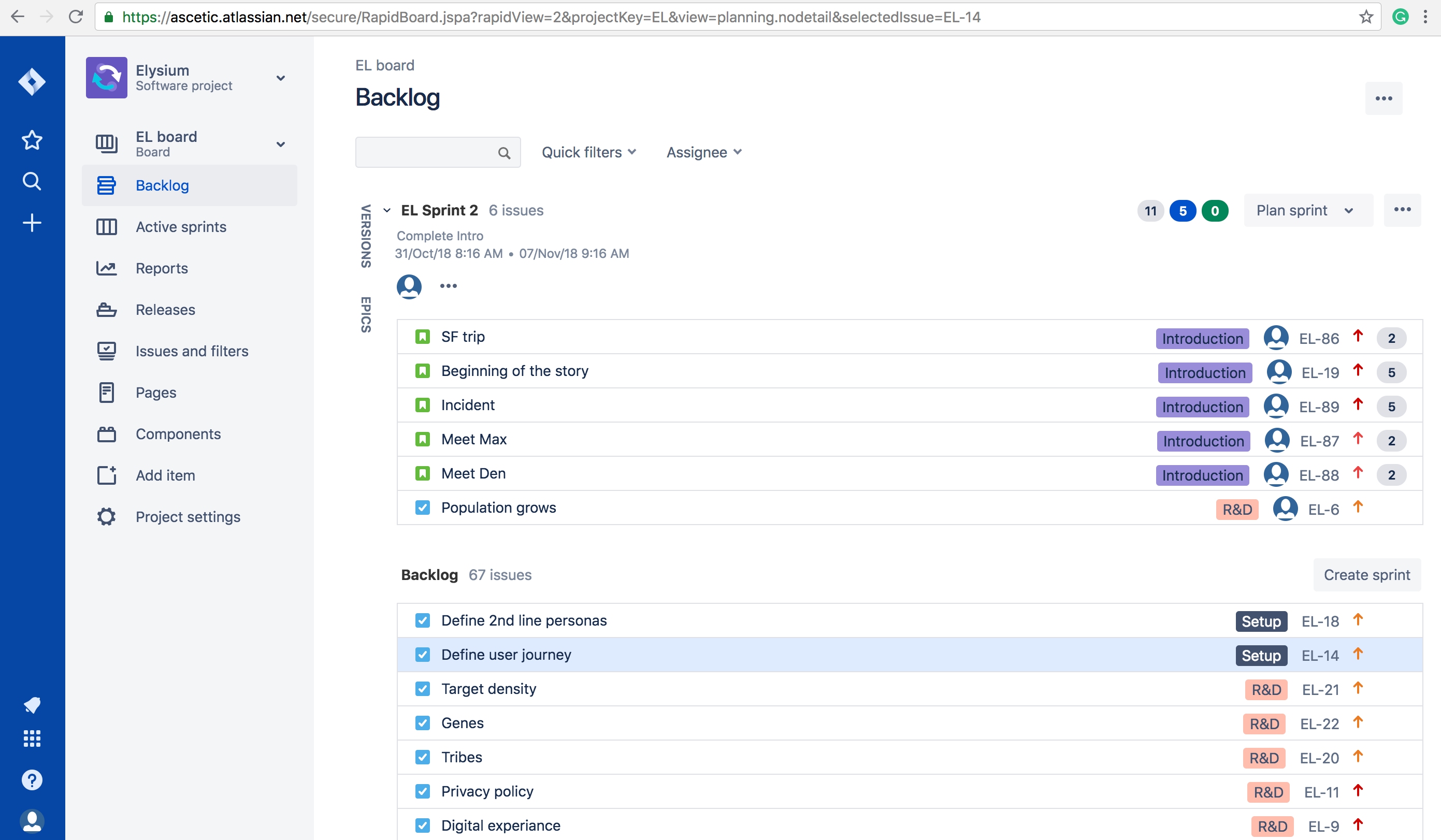 Backlog in JIRA.