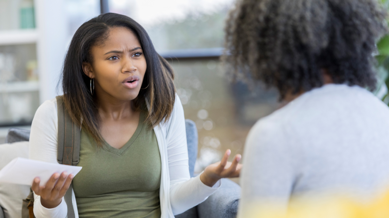 A teenager arguing with her mother.