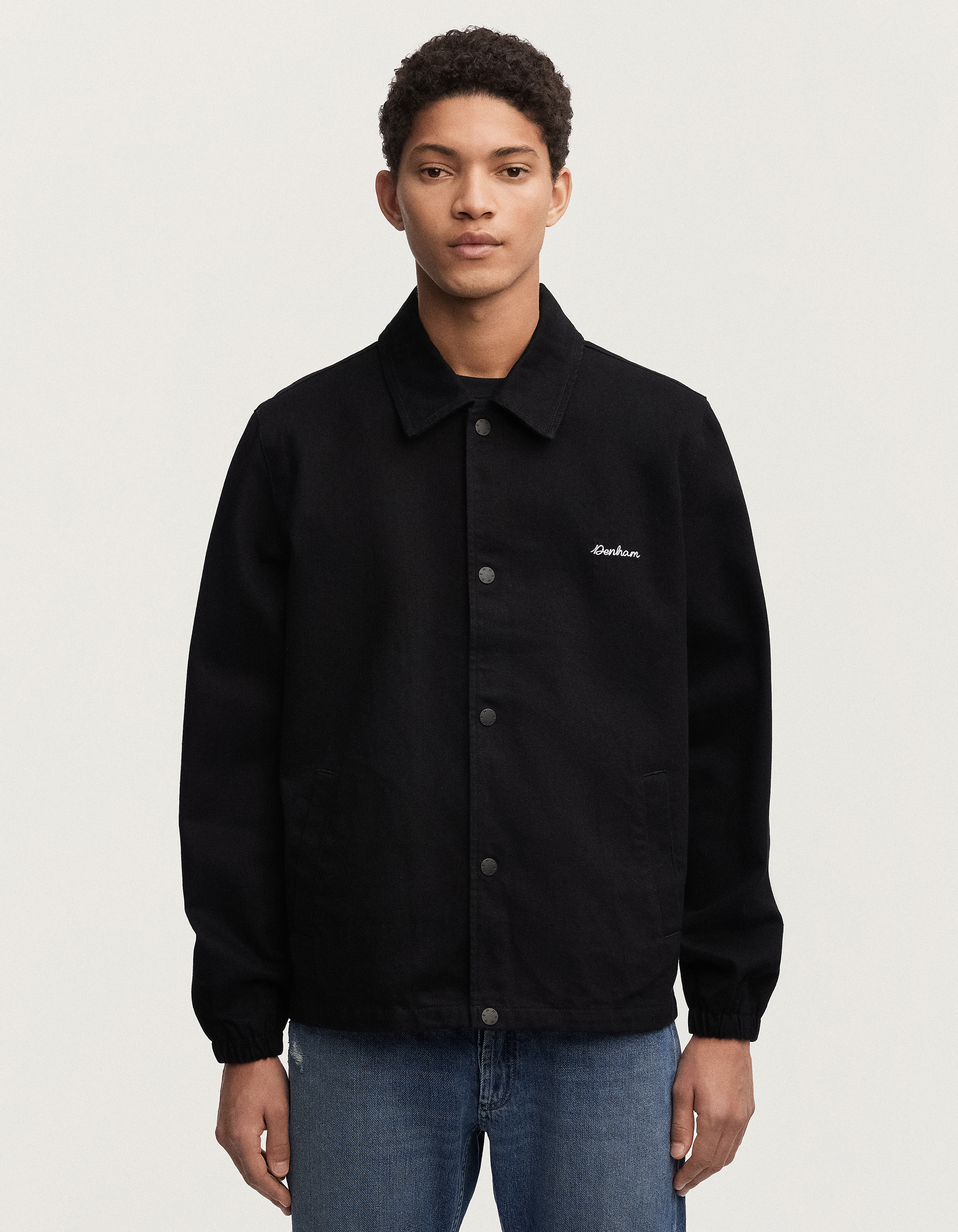 ROY COACH JACKET Rinsed Black Denim - DENHAM