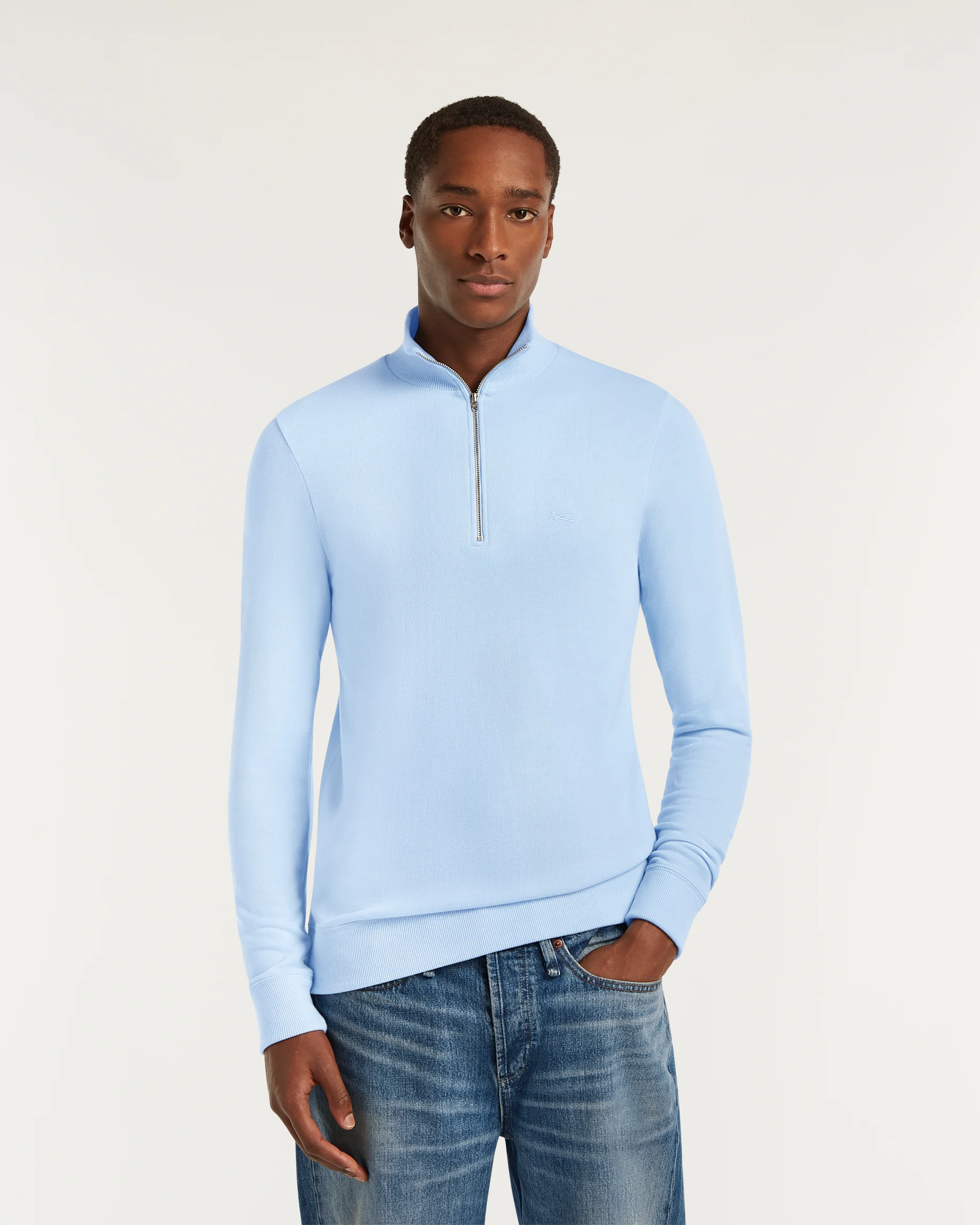 ROGER HALF ZIP Cotton Melange Jersey