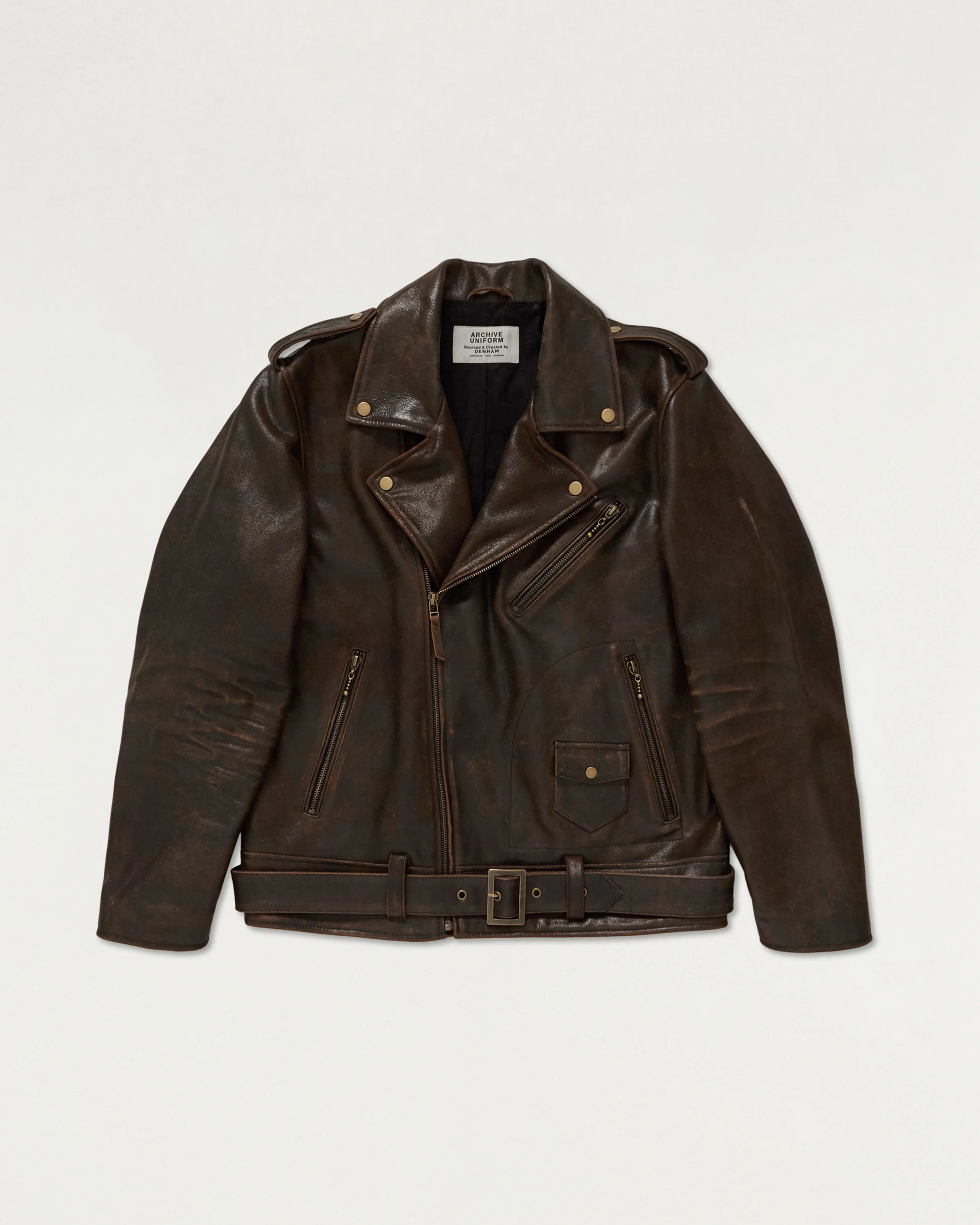 S03 PERFECTO LEATHER JACKET WORN DARK BROWN