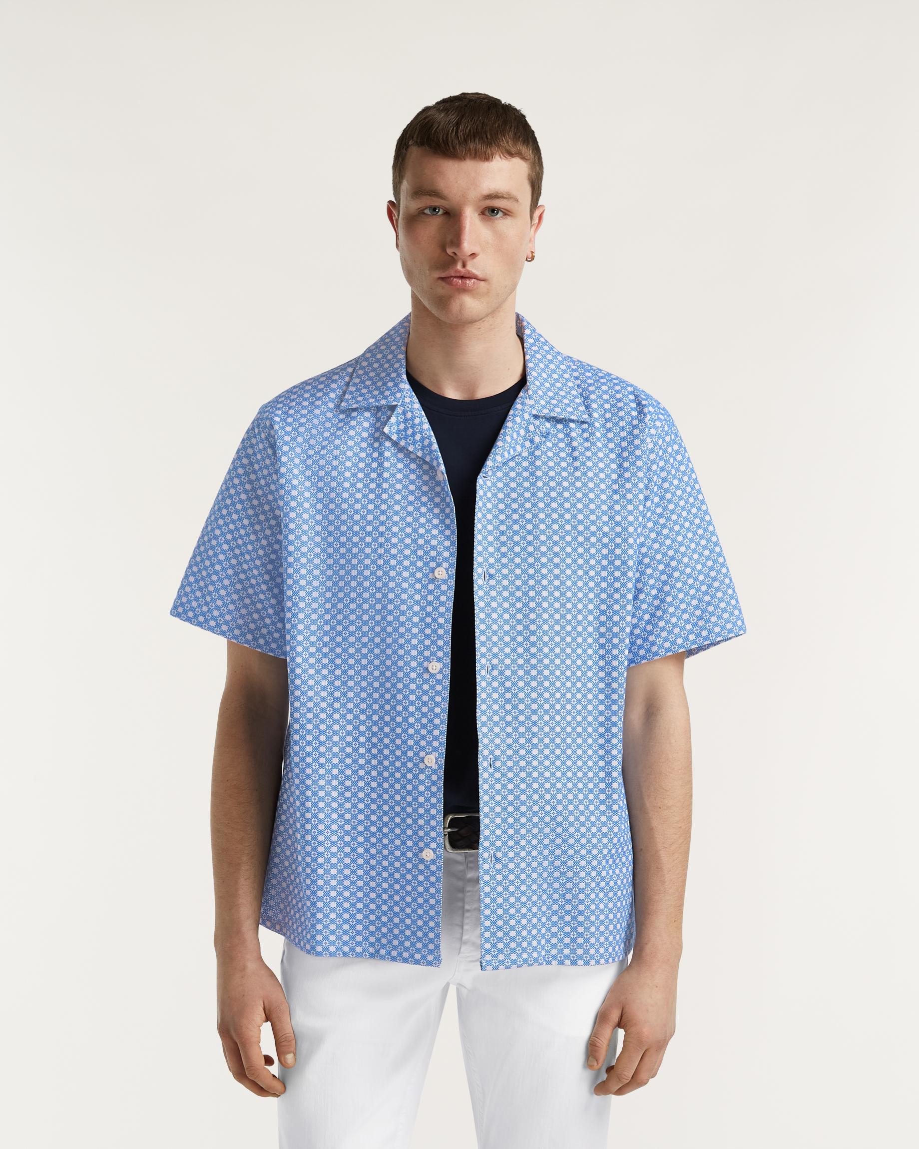 denham LUCA CAMP SHIRT Cotton Jacquard - Boxy Fit