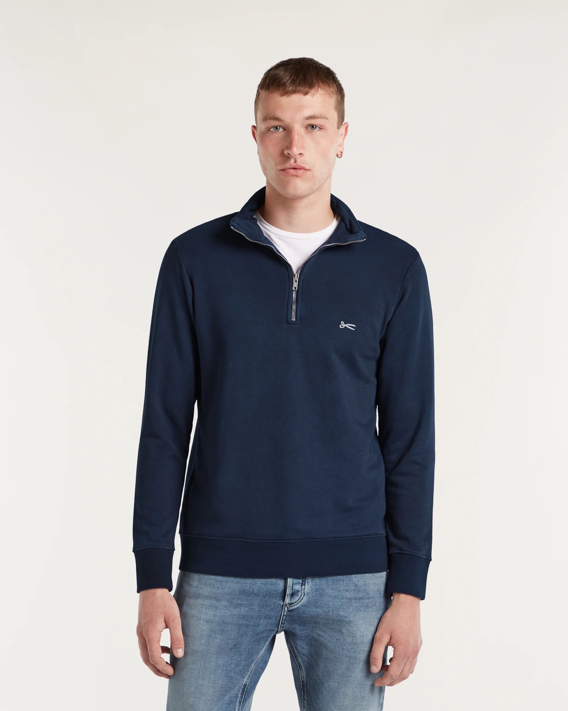 SCISSOR HALF ZIP NAVY BLAZER