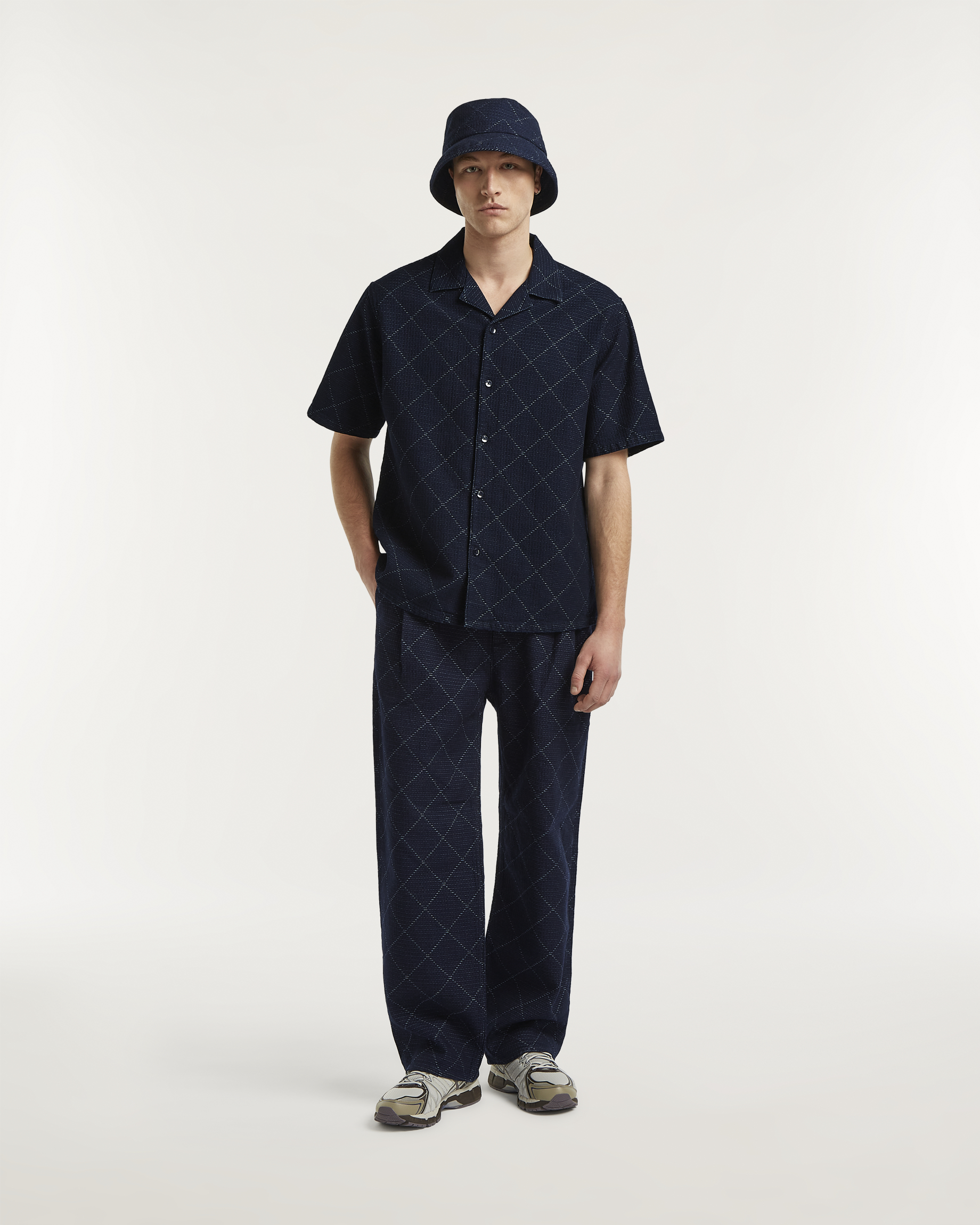 SASUKE PLEATED PANT Indigo Jacquard - DENHAM