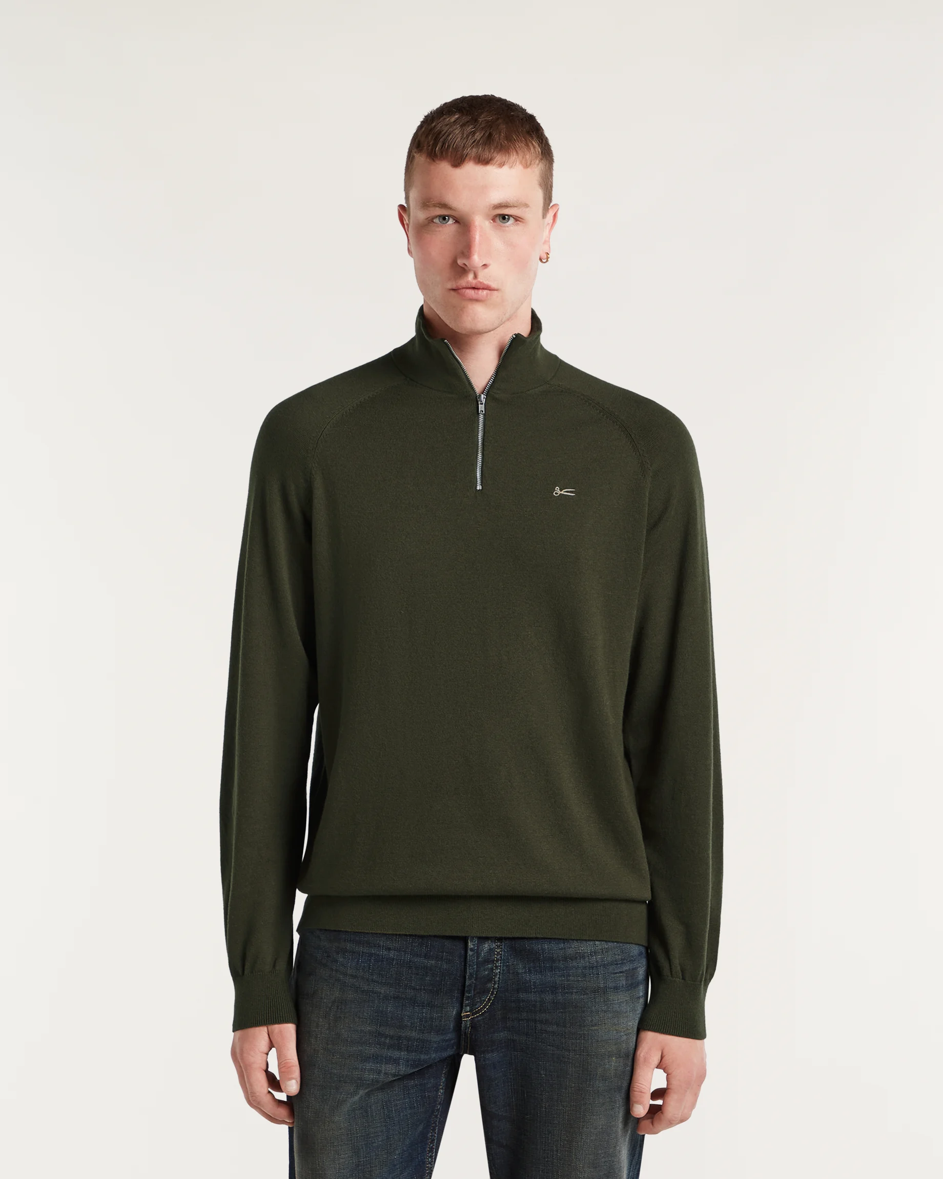 SCISSOR RAGLAN HALF ZIP DEEP GREEN