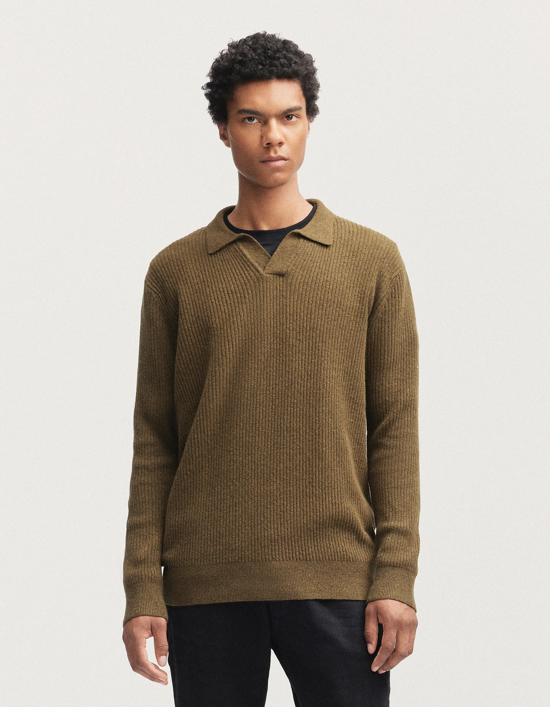 DENHAM RIB KNIT POLO Heavy Cosy Cotton