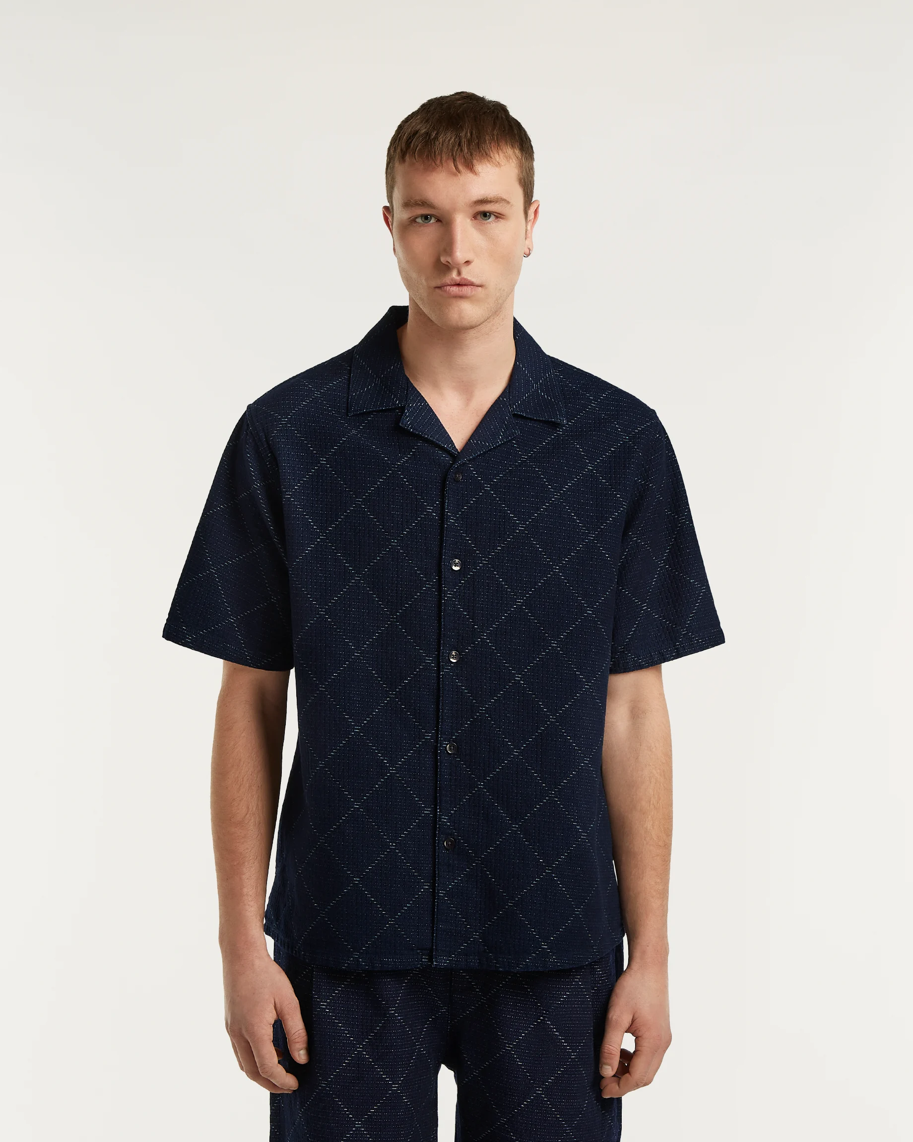 BOWLING SHIRT Indigo Jacquard