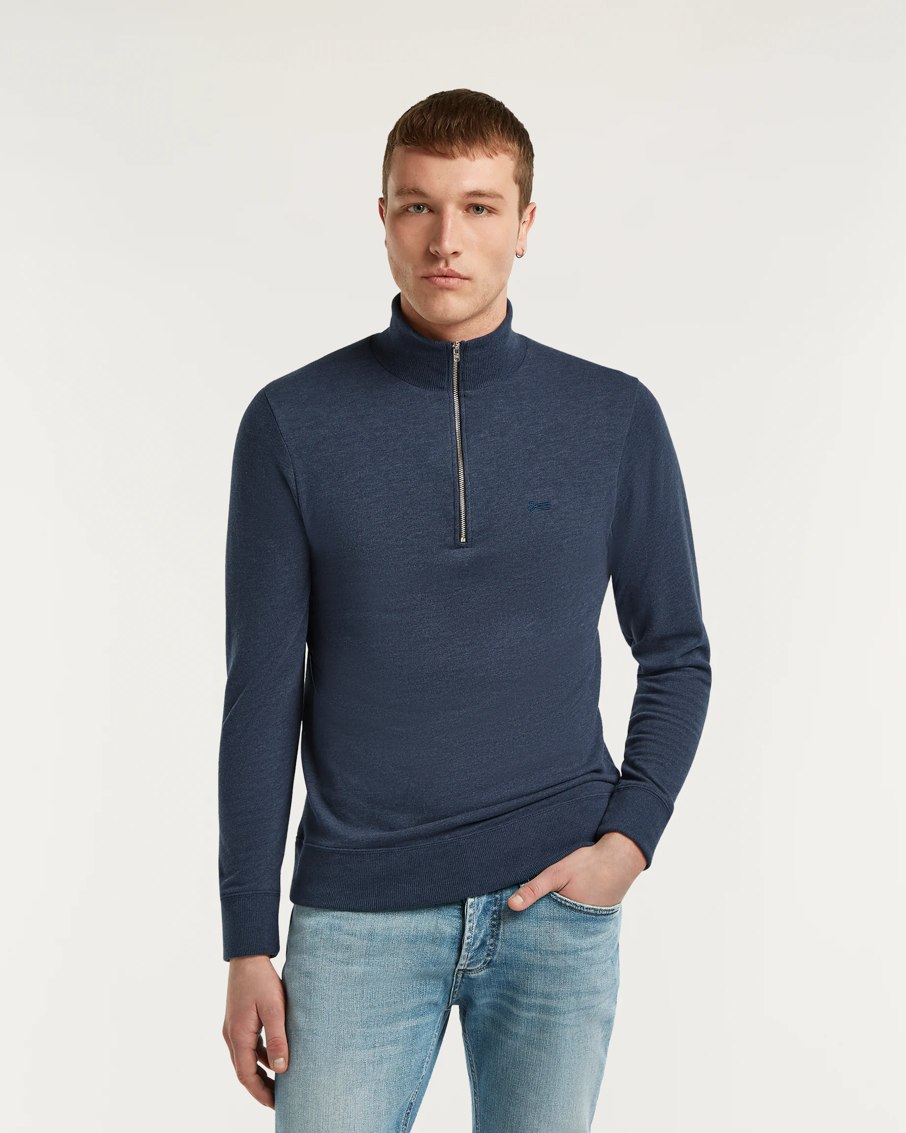 ROGER HALF ZIP Cotton Melange Jersey