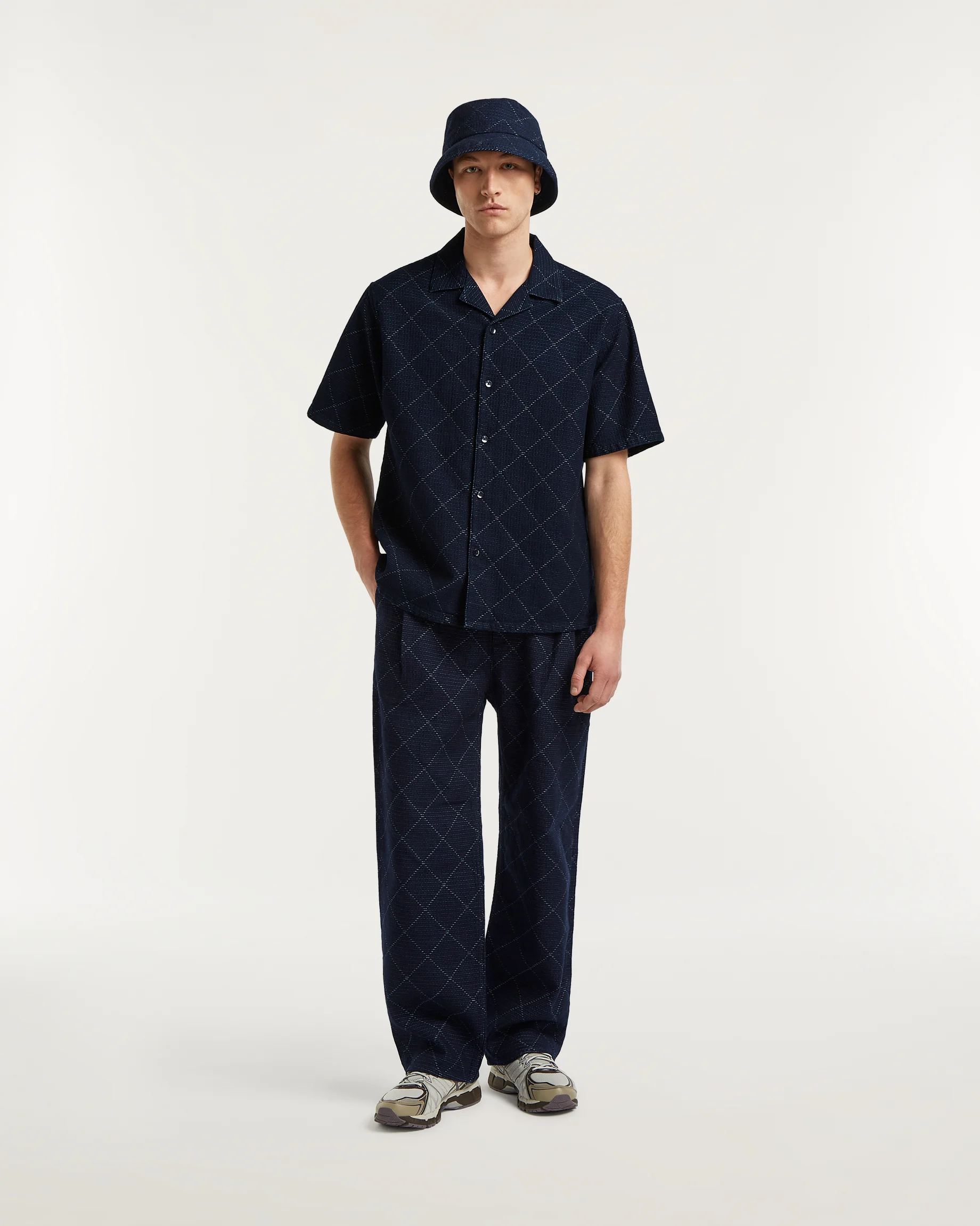 SASUKE PLEATED PANT Indigo Jacquard