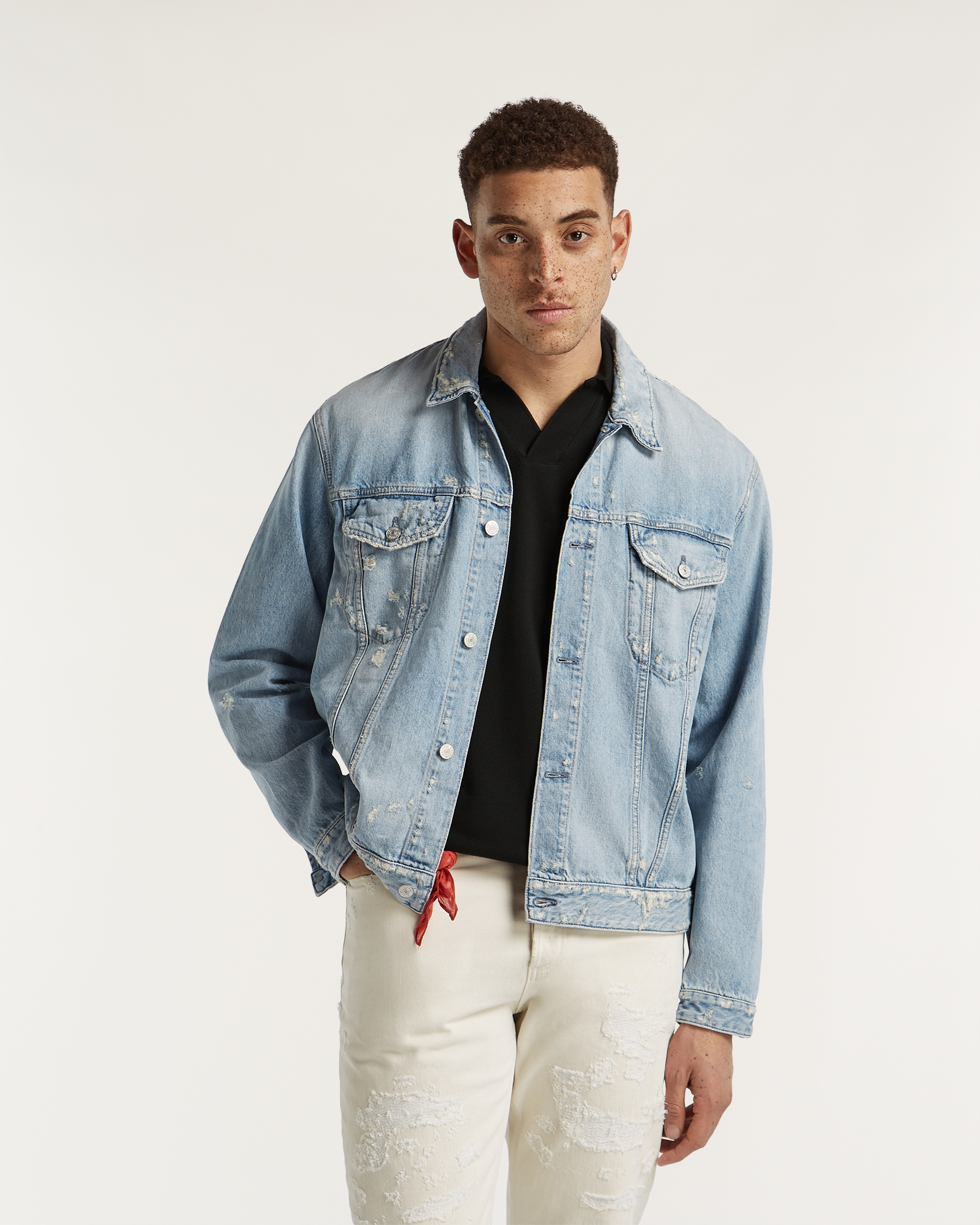 DENHAM × WIND AND SEA 23SS DENIM JACKET Denham Men's Amsterdam Denim Jacket in Mid Blue Denham
