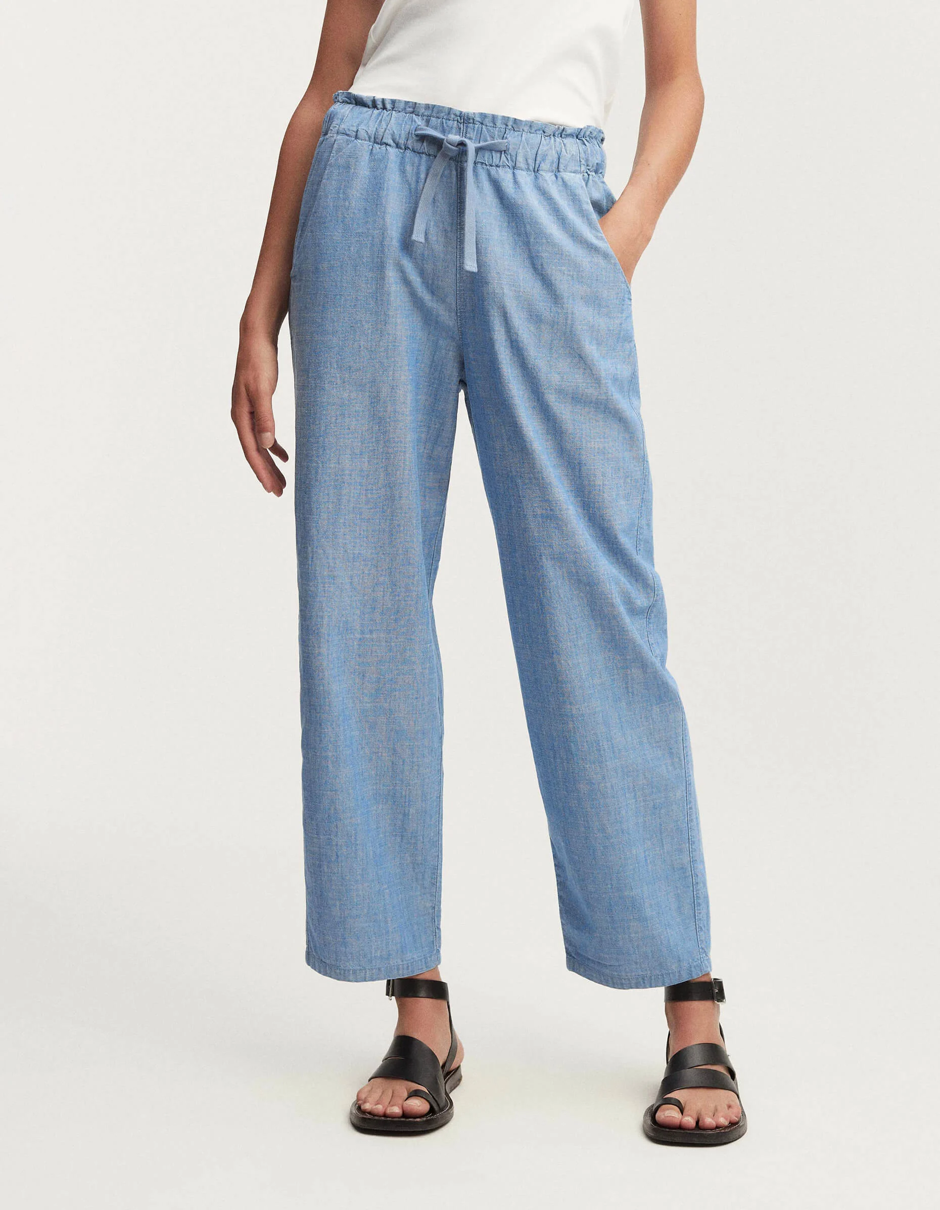 MARIA PANTS Light Blue Chambray