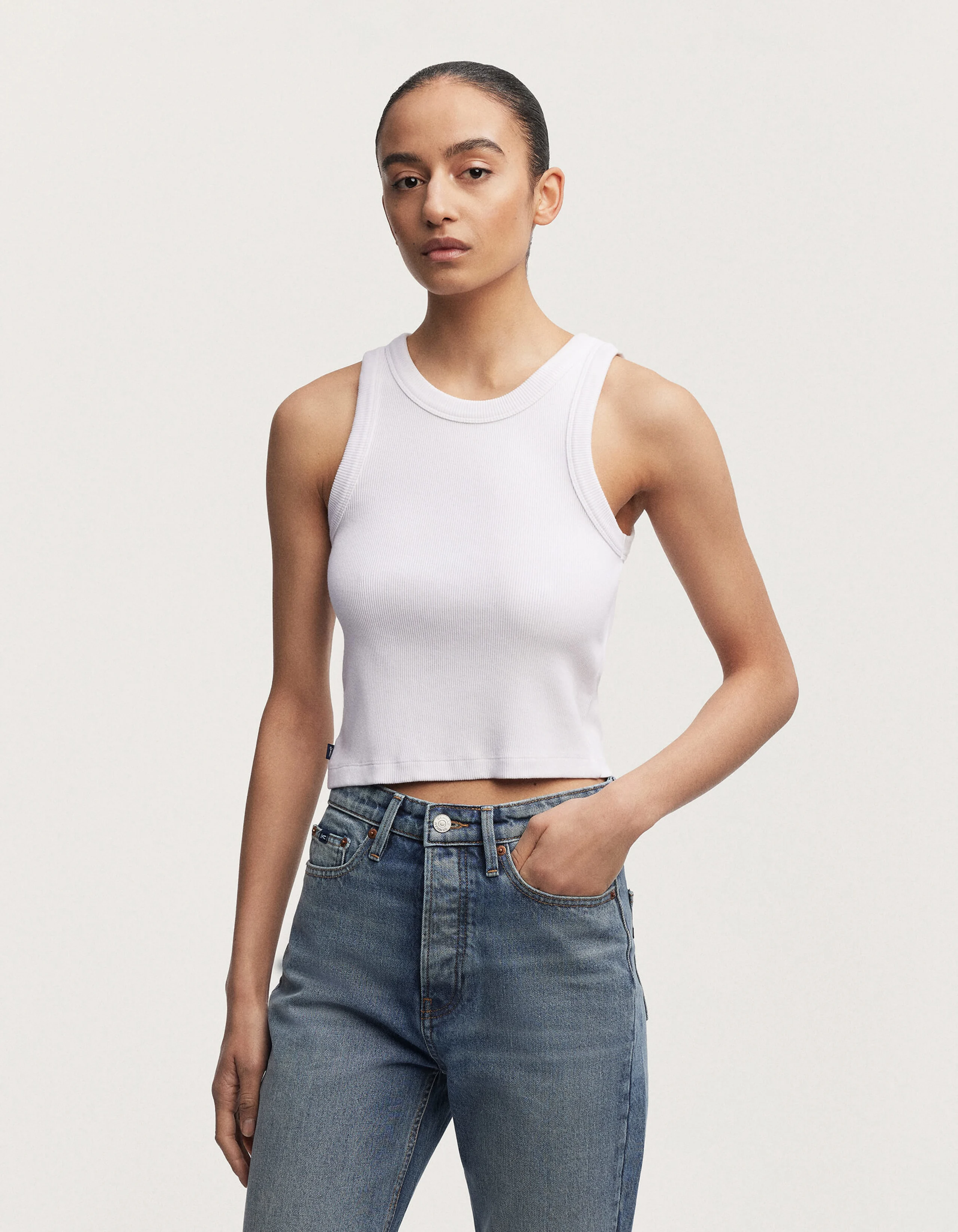 ASAHI RIBBED CROP TANK Cotton Modal